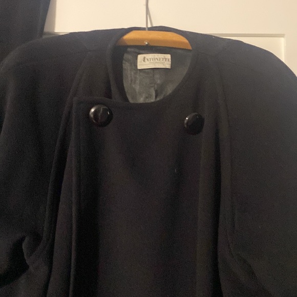Black wool swing coat made in Italy - Picture 3 of 5